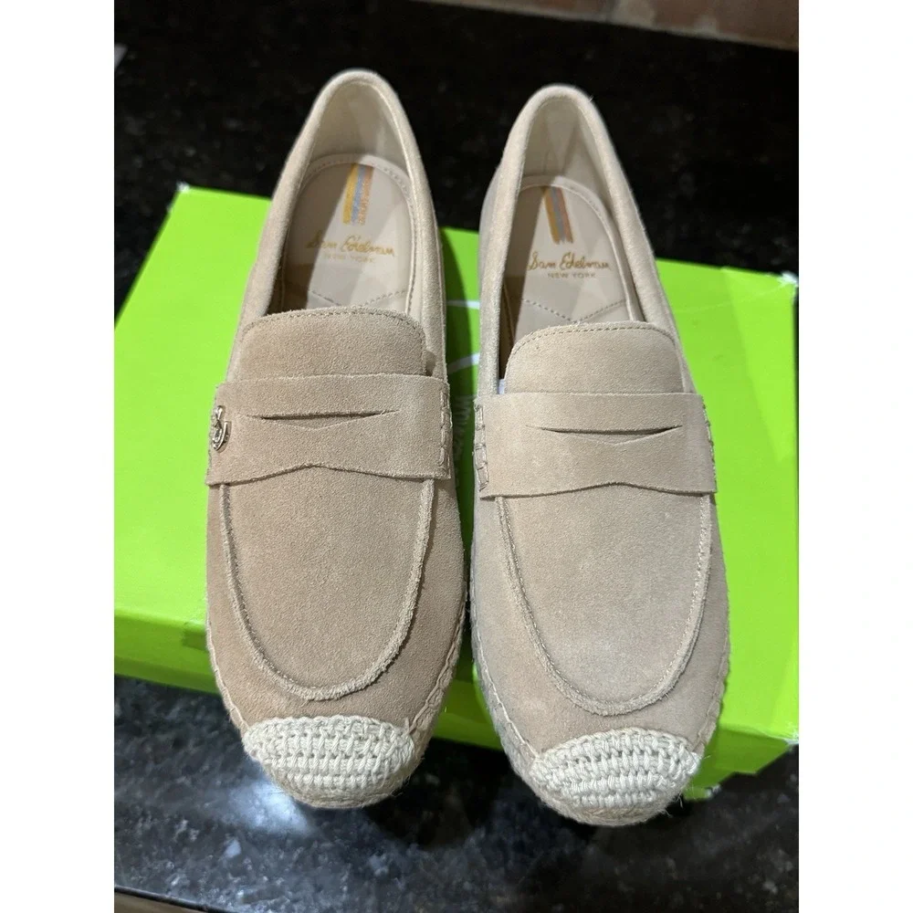 Sam Edelman Kai espadrille loafers Ivory Leather suede finish Size 10